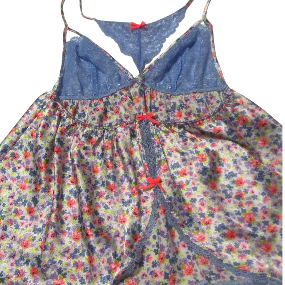 Victoria Secret Y2K Babydoll Cami Satin Florals Lace Cut Out bows Nightie sexy - Picture 5 of 16